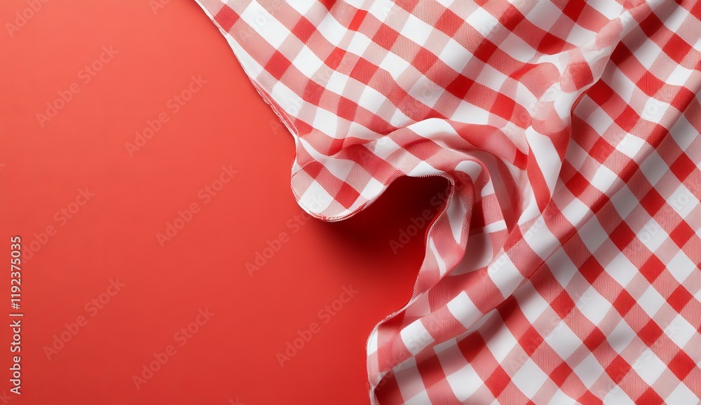 Red and White Gingham Tablecloth Background with Red Checkered Pattern and Fabric Texture Red and White Gingham Tablecloth Background with Red Checkered Pattern and Fabric Texture