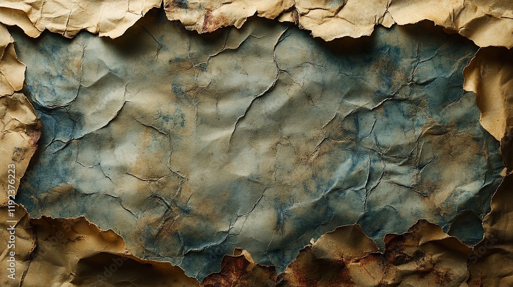 Aged Textured Paper Background: Antique Parchment with Blue Hues and Torn Edges Aged Textured Paper Background: Antique Parchment with Blue Hues and Torn Edges