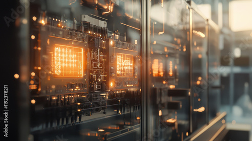 futuristic interface with glowing circuits and technology elements