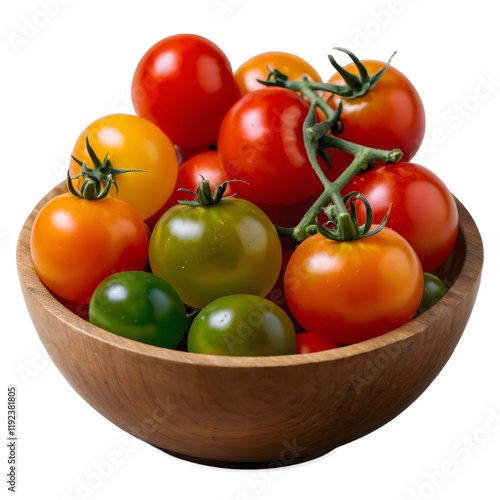 Colorful Cherry Tomatoes in a Bowl on a Wooden Table Perfect for Healthy Cooking and Fresh Salads