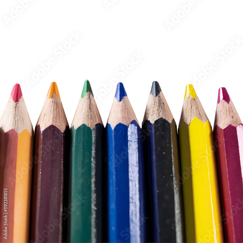 Color Pencils Round Isolated on White Background for Creative Art Projects and Educational Use in Schools