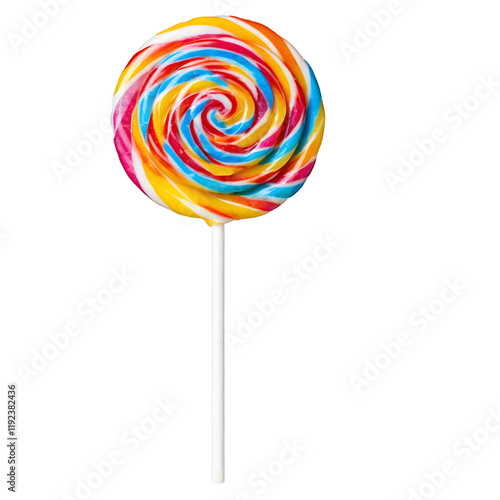 Colorful Spiral Striped Lollipops Isolated on White Background Perfect for Sweet Treats and Confectionery Designs