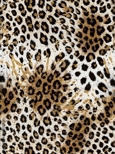 Leopard tiger skin seamless pattern texture print on white background photo