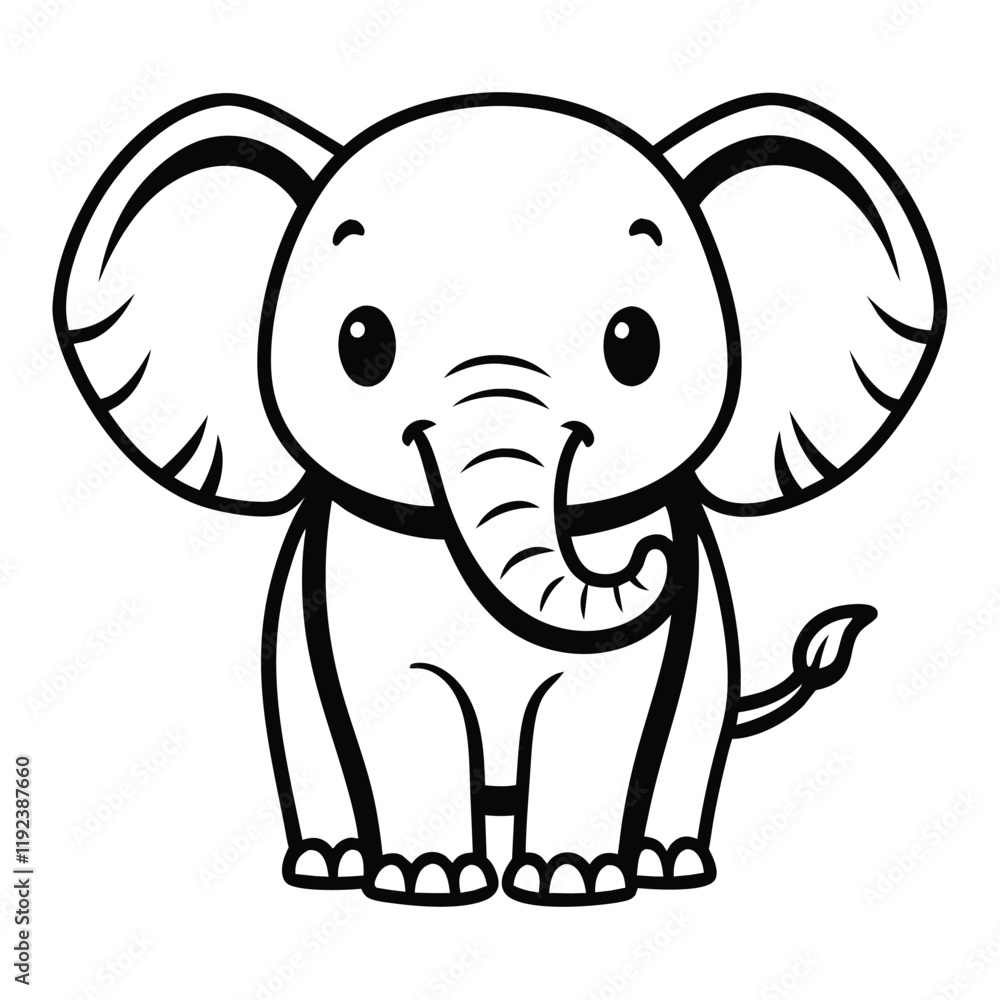 Naklejka premium vector cute elephant for kids coloring pages 