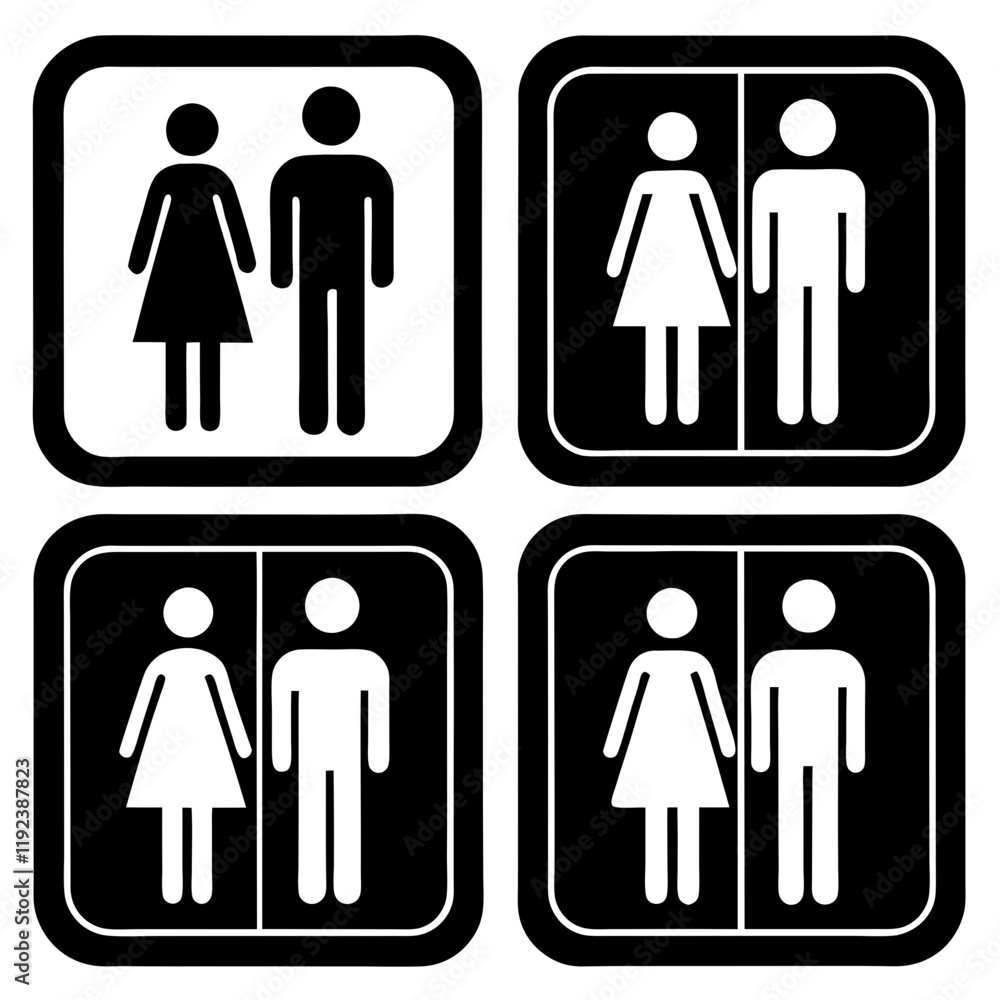 Set of Male and Female Restroom Icons in Minimalist Design Set of Male and Female Restroom Icons in Minimalist Design