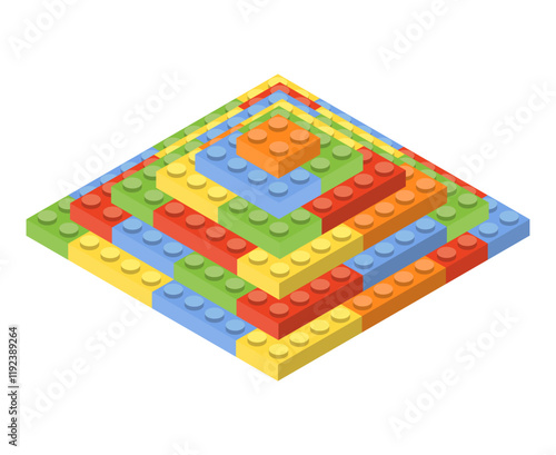 A Beautiful and Colorful Pyramid Structure That is Skillfully Built with Interlocking Bricks