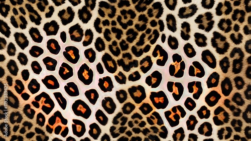 Leopard tiger skin seamless pattern texture print on white background photo