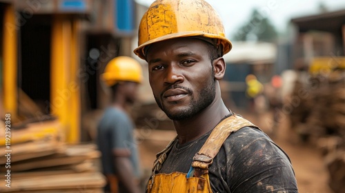 Portrait of a Focused Construction Worker in Africa: Hard Work, Determination, and the Dignity of Labor