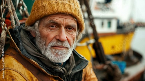 Portrait of a weathered old fisherman, his face etched with the stories of a life at sea. A poignant image of age, experience, and resilience.