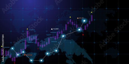 Global trading chart and investment vector editable