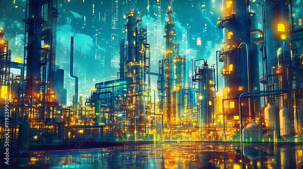 Vibrant depiction of chemical engineering processes a focus on industrial chemistry applications Vibrant depiction of chemical engineering processes a focus on industrial chemistry applications