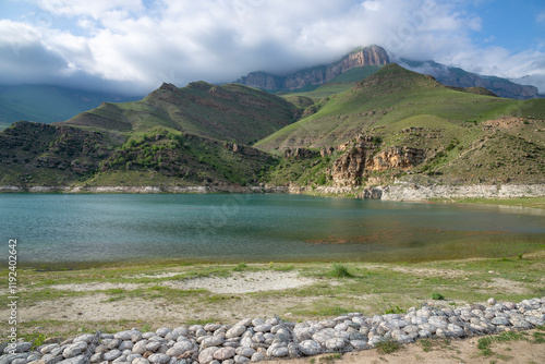 Fragment of the mountain lake Gizhgit. Kabardino-Balkaria, Russia photo