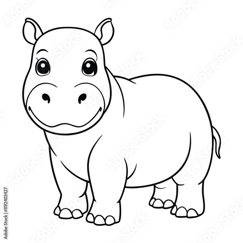  cute hippopotamus vector icon line for kids 