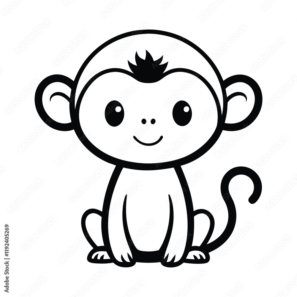 monkey vector icon line for kids monkey vector icon line for kids