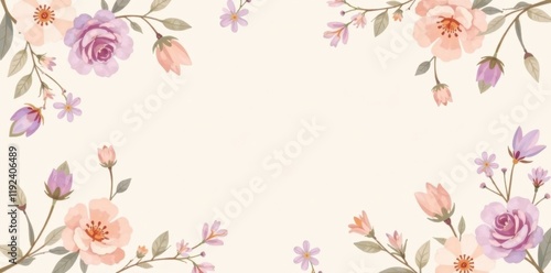 Elegant Pastel Floral Border Design for Invitations and Announcements Featuring Delicate Roses and Blossoms