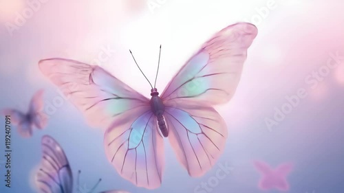 Delicate pink butterflies on a gradient background