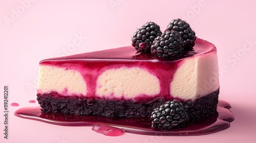 Sugarfree cheesecake with blackberries and berry compote photo vignette photo