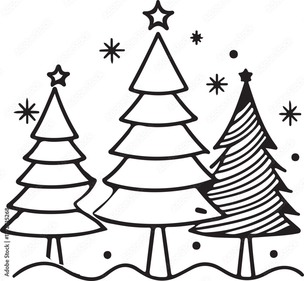 Obraz premium isolated christmas tree icon, christmas tree icon Vector , christmas tree Silhouette,color christmas tree symbol, christmas tree icon set, black christmas tree icon, christmas tree