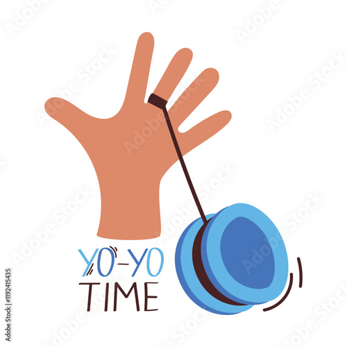 Yo-Yo in human hand doing different tricks. Active games for kids and adults, icon