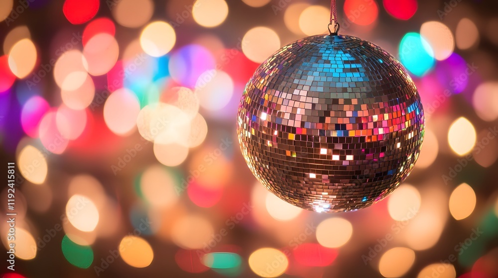 Reflective Disco Mirror Ball at a Party Reflective Disco Mirror Ball at a Party