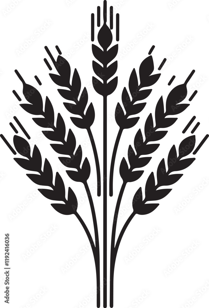 Fototapeta premium isolated black wheat icon Vector, black wheat Silhouette,black wheat icon set, black wheat for logo,color wheat Vector illustration, Vector Graphic, EPS 10 , clip art work,