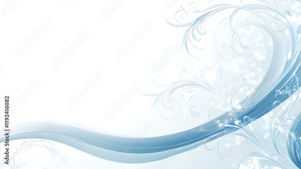 Abstract Blue Swirls and Floral Design Background Abstract Blue Swirls and Floral Design Background