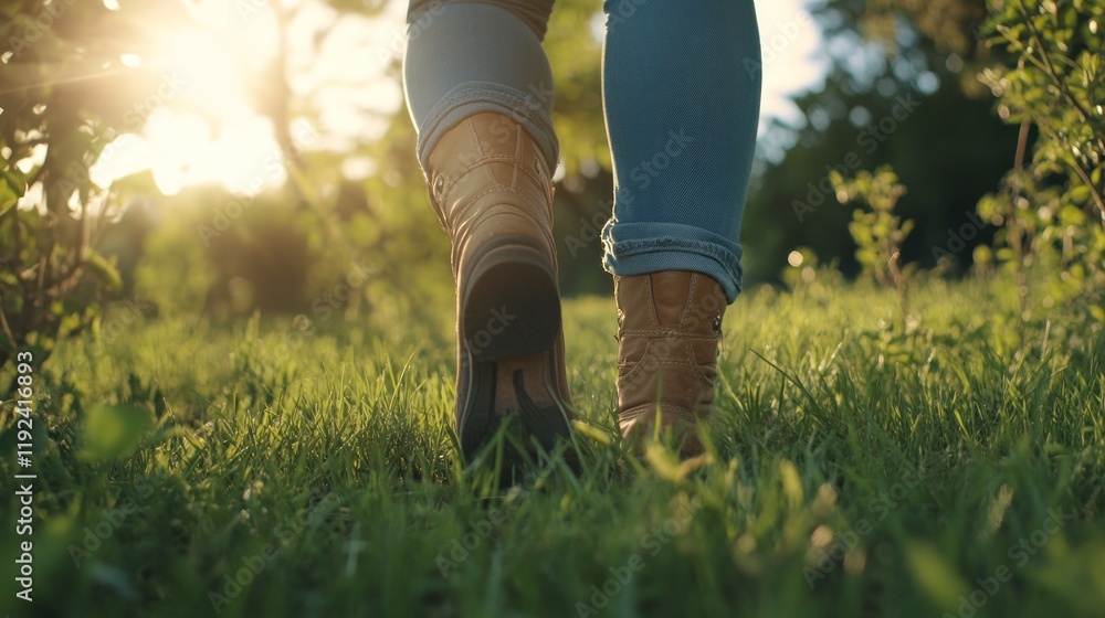 Sunset Stroll: Golden Hour Walk Through Lush Green Meadow Sunset Stroll: Golden Hour Walk Through Lush Green Meadow