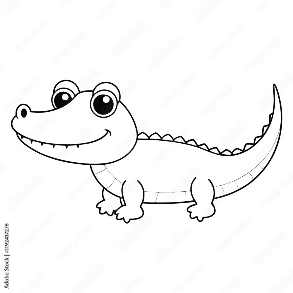Fototapeta premium cute crocodile outline vector 
