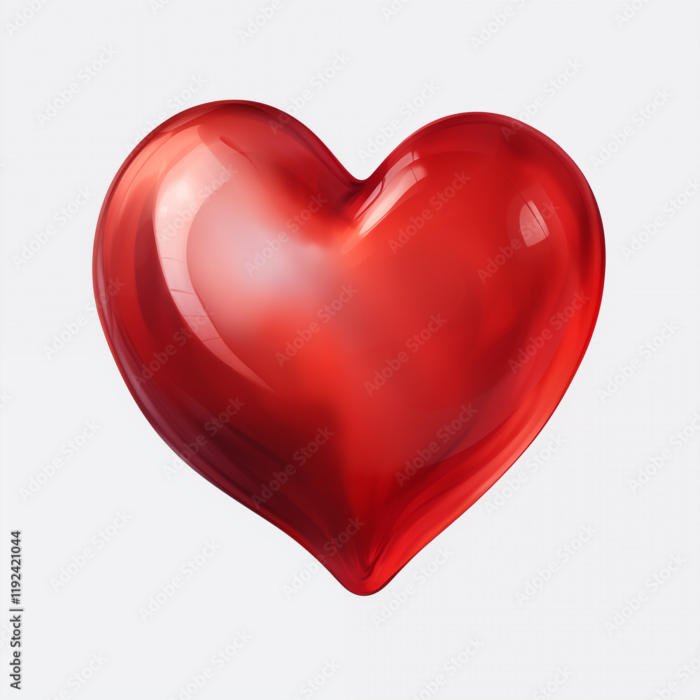 Glossy Red Heart Shape Valentines Day Symbol 3D Render Glossy Red Heart Shape Valentines Day Symbol 3D Render