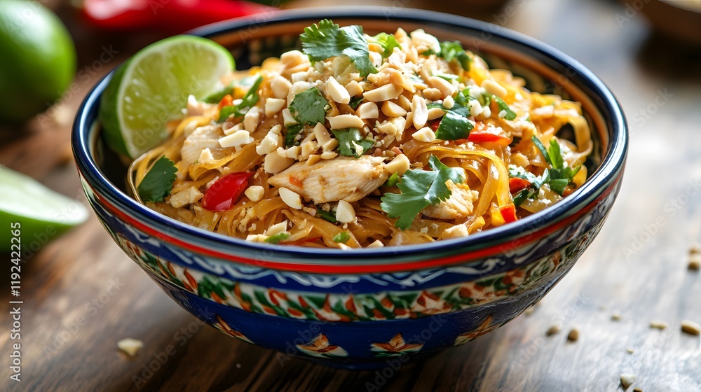 Delicious Chicken Pad Thai Noodles In A Bowl Delicious Chicken Pad Thai Noodles In A Bowl