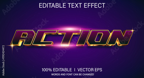 action 3d vector text effect with modern style design