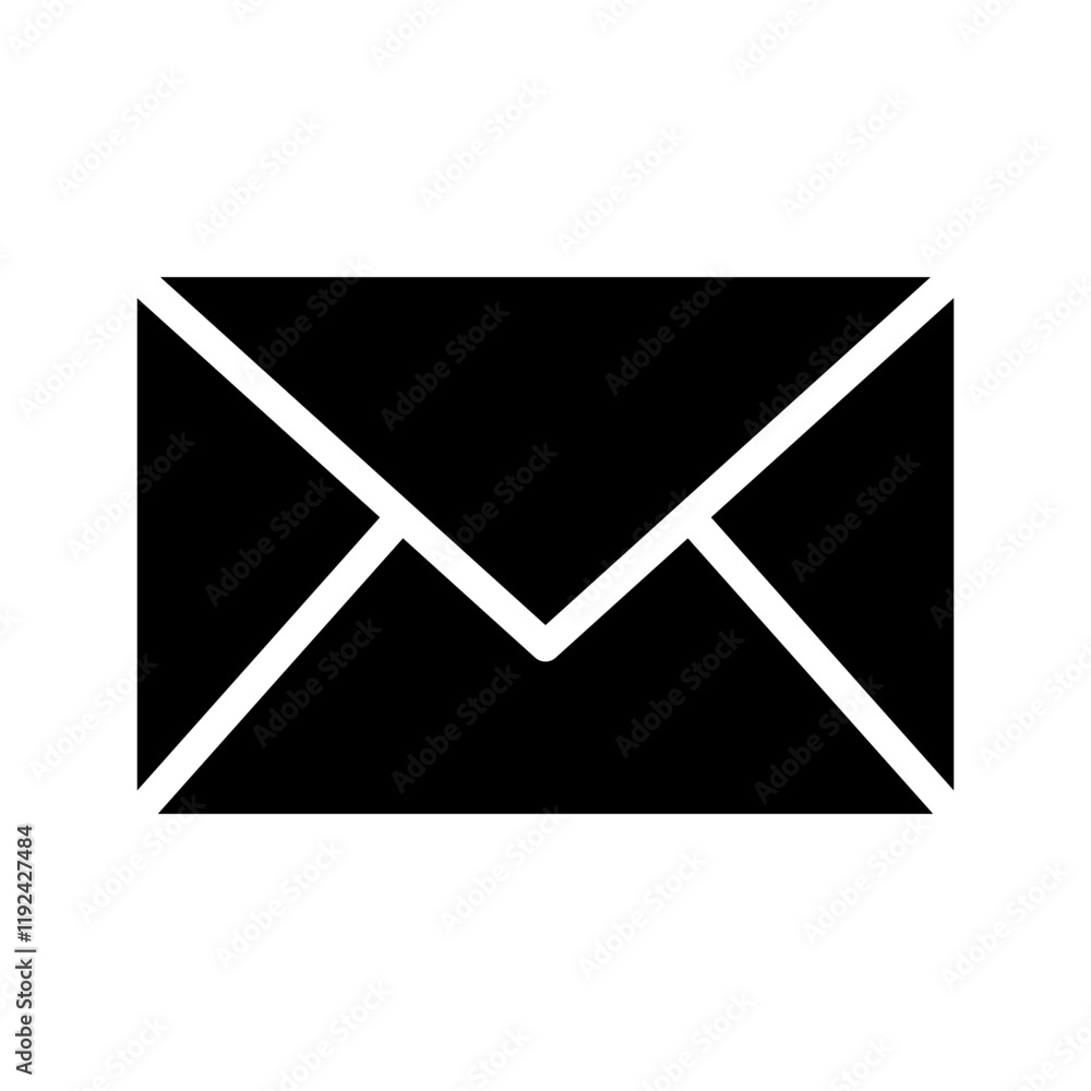Line email symbol. Black email icon isolated on white background Line email symbol. Black email icon isolated on white background