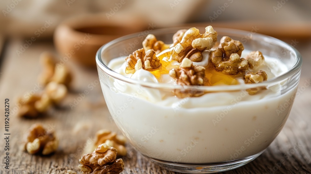 Delicious Yogurt with Walnuts and Honey: A Healthy and Tasty Breakfast Bowl Delicious Yogurt with Walnuts and Honey: A Healthy and Tasty Breakfast Bowl