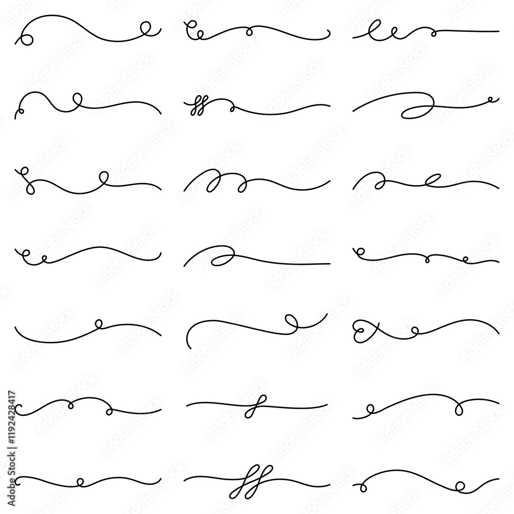 PNG Elegant decorative line art swirls set on transparent background PNG Elegant decorative line art swirls set on transparent background