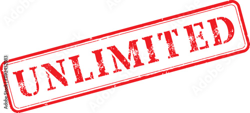 Unlimited Rubber Stamp Vector Illustration with Original Brushes and Red Ink Text