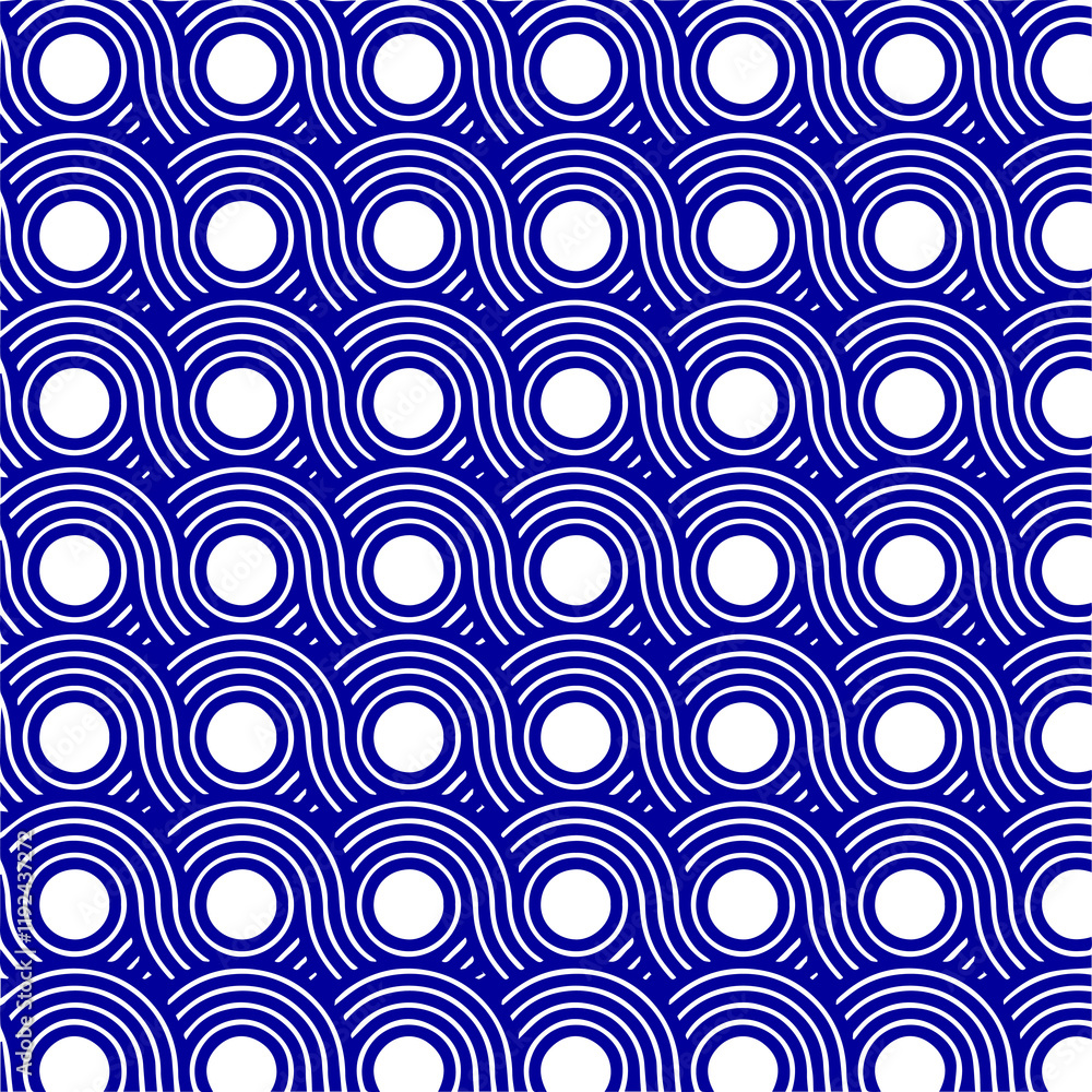 Seamless Ocean Wave-Inspired Graphic Pattern,Abstract Wave Pattern with Circular Motifs Seamless Ocean Wave-Inspired Graphic Pattern,Abstract Wave Pattern with Circular Motifs