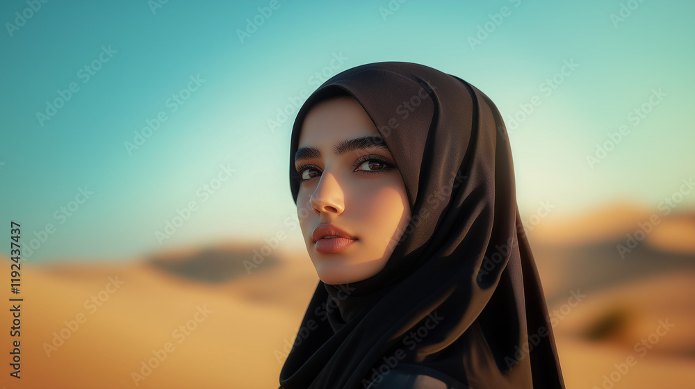 World Hijab day on february 1, Arab girl wearing a beautiful modern hijab World Hijab day on february 1, Arab girl wearing a beautiful modern hijab