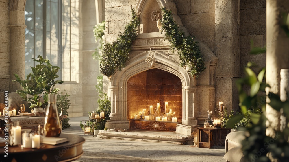 Fototapeta premium Collage showcasing an old fireplace restored to a stunning centerpiece of the room.