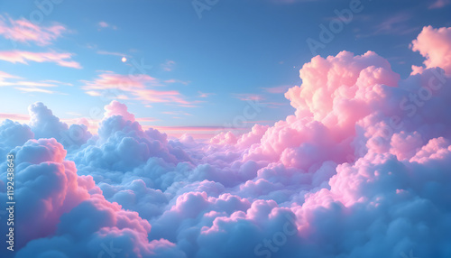 Fototapeta Naklejka Na Ścianę i Meble -  Dreamy Pink and Blue Cloudscape: A Serene Aerial View
