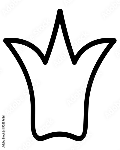 Crown. Sketch. Precious headdress with sharp ends. Hand drawn black drawing. Attribute of royalty. Vector illustration. Doodle style. Outline on isolated background. Idea for web design.