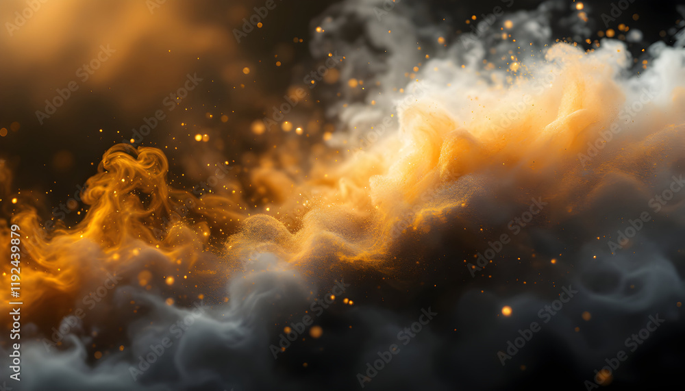 Fototapeta premium Golden Smoke and Ember Abstract: A Dramatic, Textured Artwork
