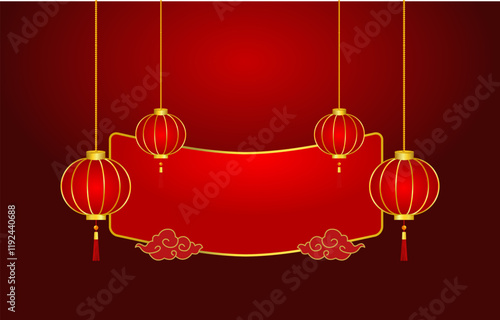 Chinese new year banner with circle space for text