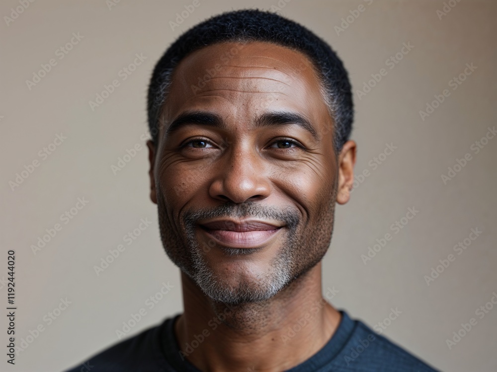portrait of a middle age black man wearing a casual shirt portrait of a middle age black man wearing a casual shirt