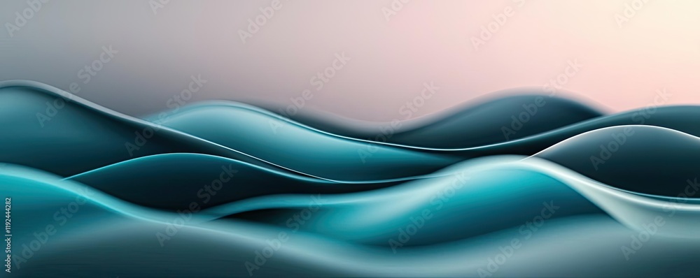 Obraz premium Cloudy abstract background concept. Beautiful abstract waves in turquoise tones, creating a serene and calming atmosphere.