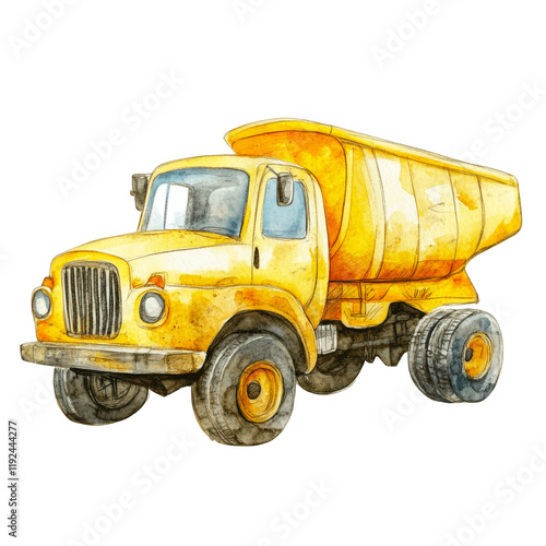 Bright Yellow Dump Truck with Large Bed and Sturdy Wheels