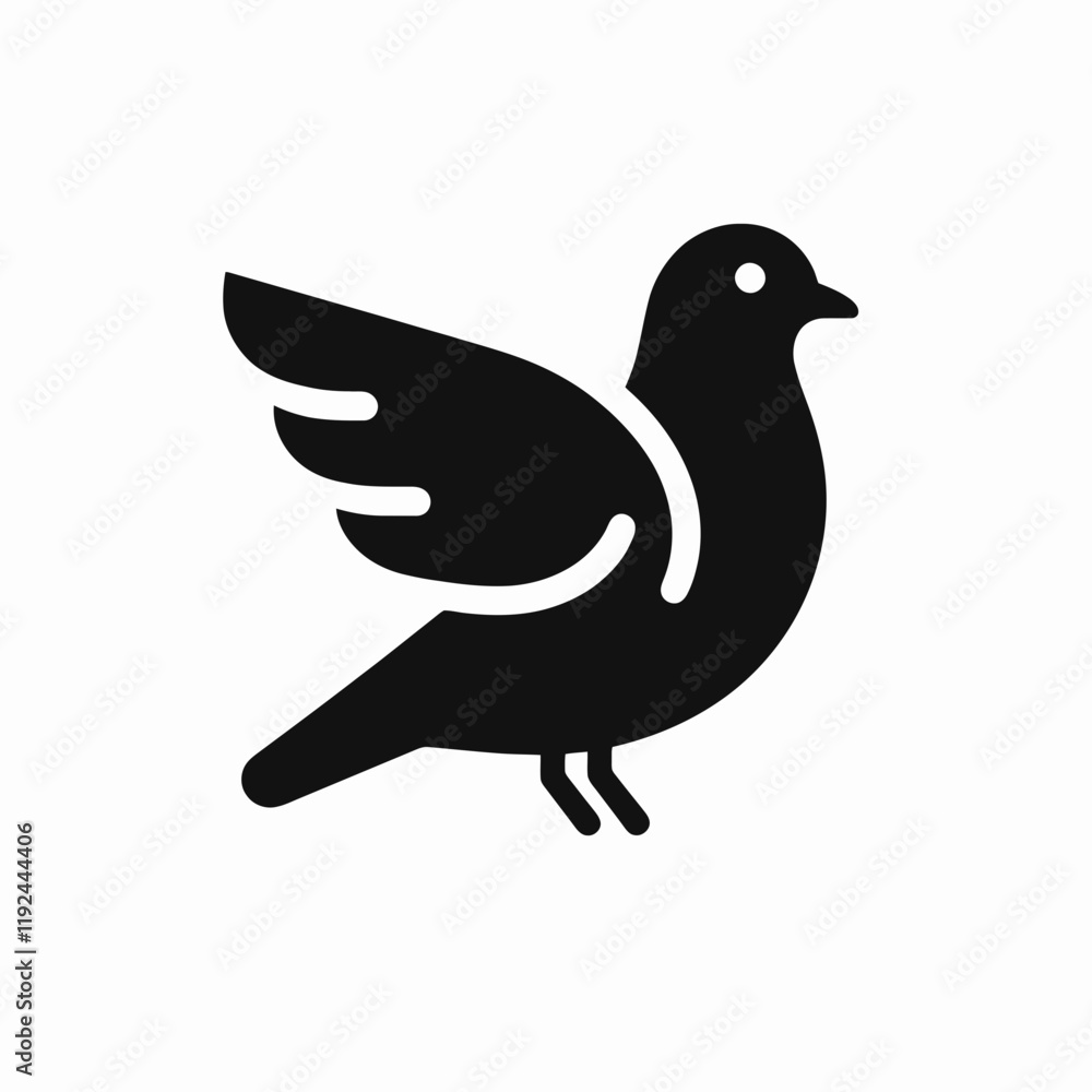 Obraz premium very simple flat and minimalist Pigeon in black on a white background