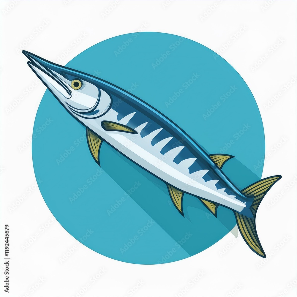Fototapeta premium Barracuda flat design. isolated on white background