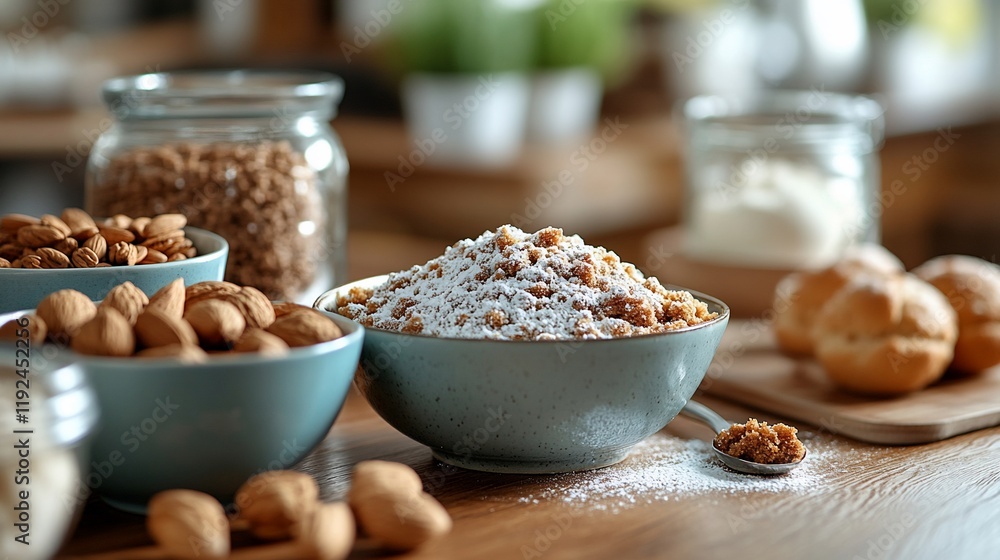 Delicious Crumble Topping with Almonds and Cream Puffs Delicious Crumble Topping with Almonds and Cream Puffs