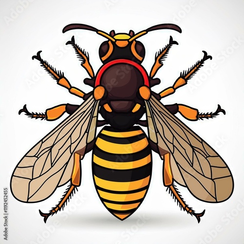 Asian giant hornet flat design. isolated on white background photo