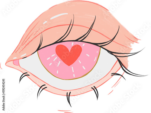 Vanelnine's Day Illustration,  A loving eye with a heart in place of a pupil